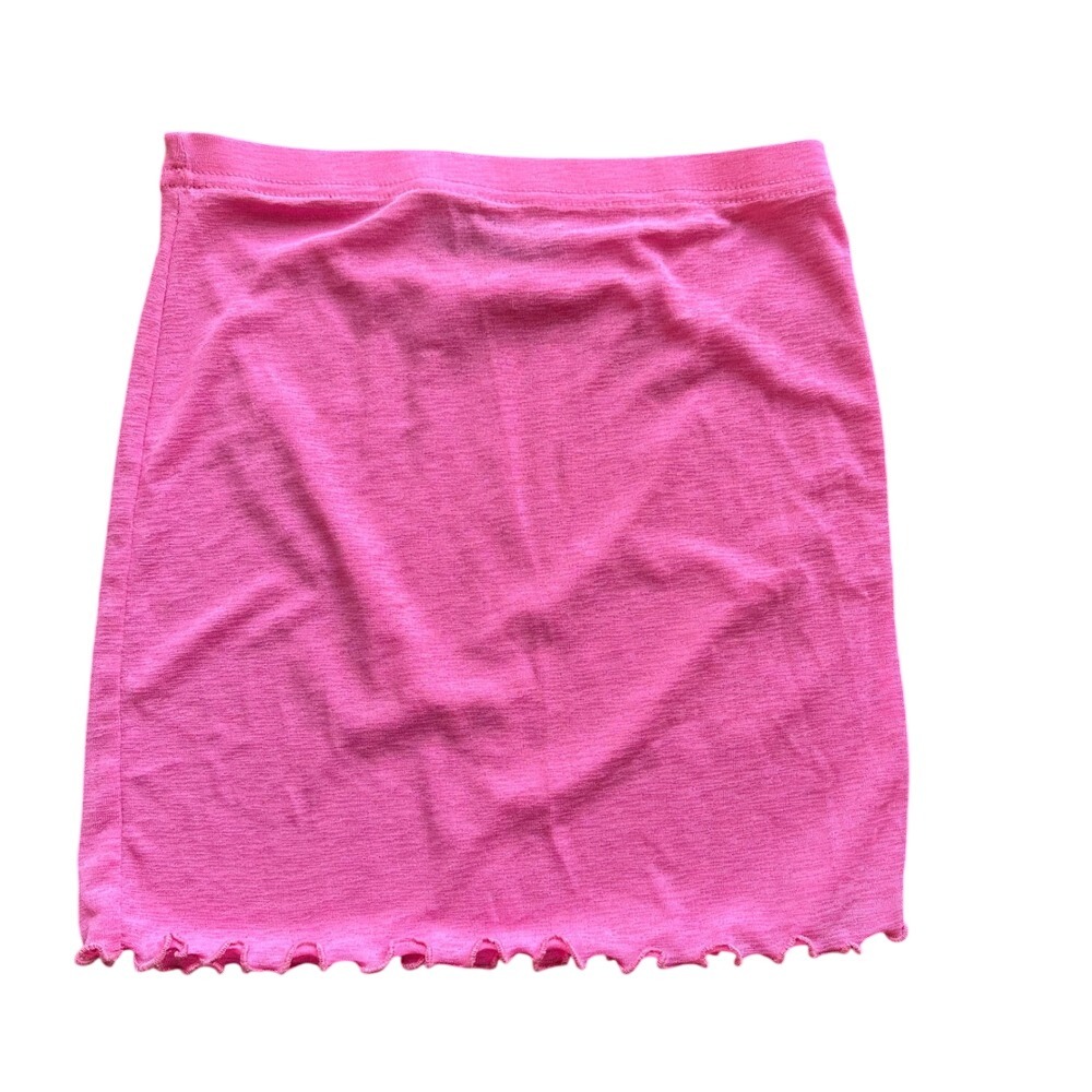 PrettyLittleThing Pink y2k Lettuce Edge Mini Skirt Bodycon Size 6 Barbie Y2K‎